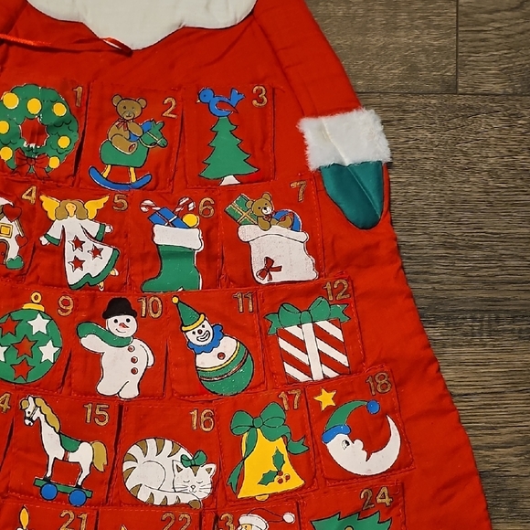 VINTAGE Advent Calendar Santa 80s Christmas Decor Holiday Retro Wall Hang - Picture 4 of 6